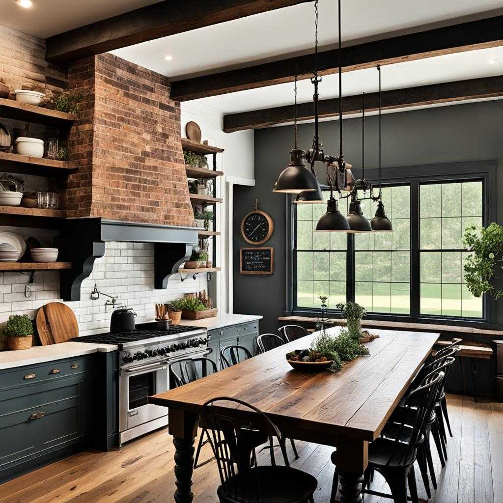 Vintage and Modern Mix in a Moody Farmhouse Kitchen