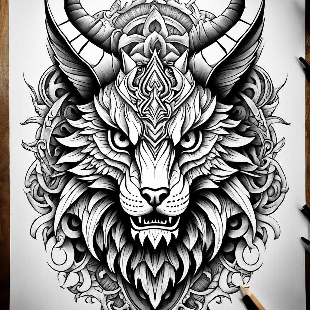 grayscale tattoo design
