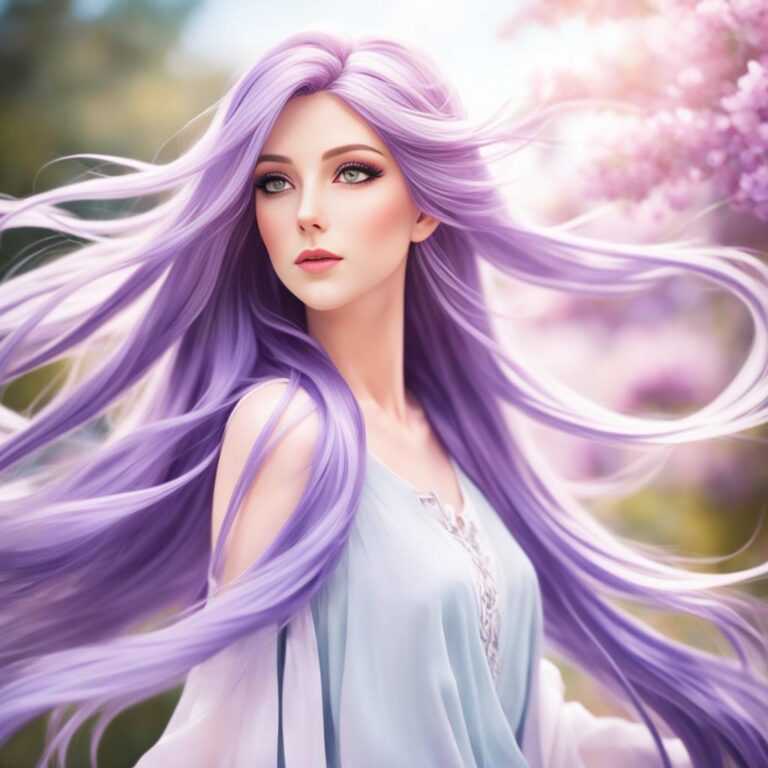 purple haired anime female art