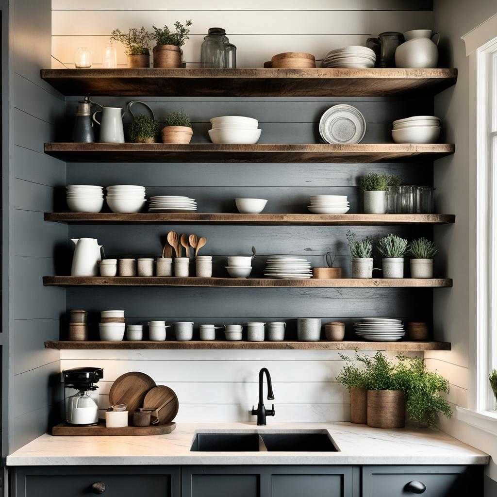 weathered wood shelving