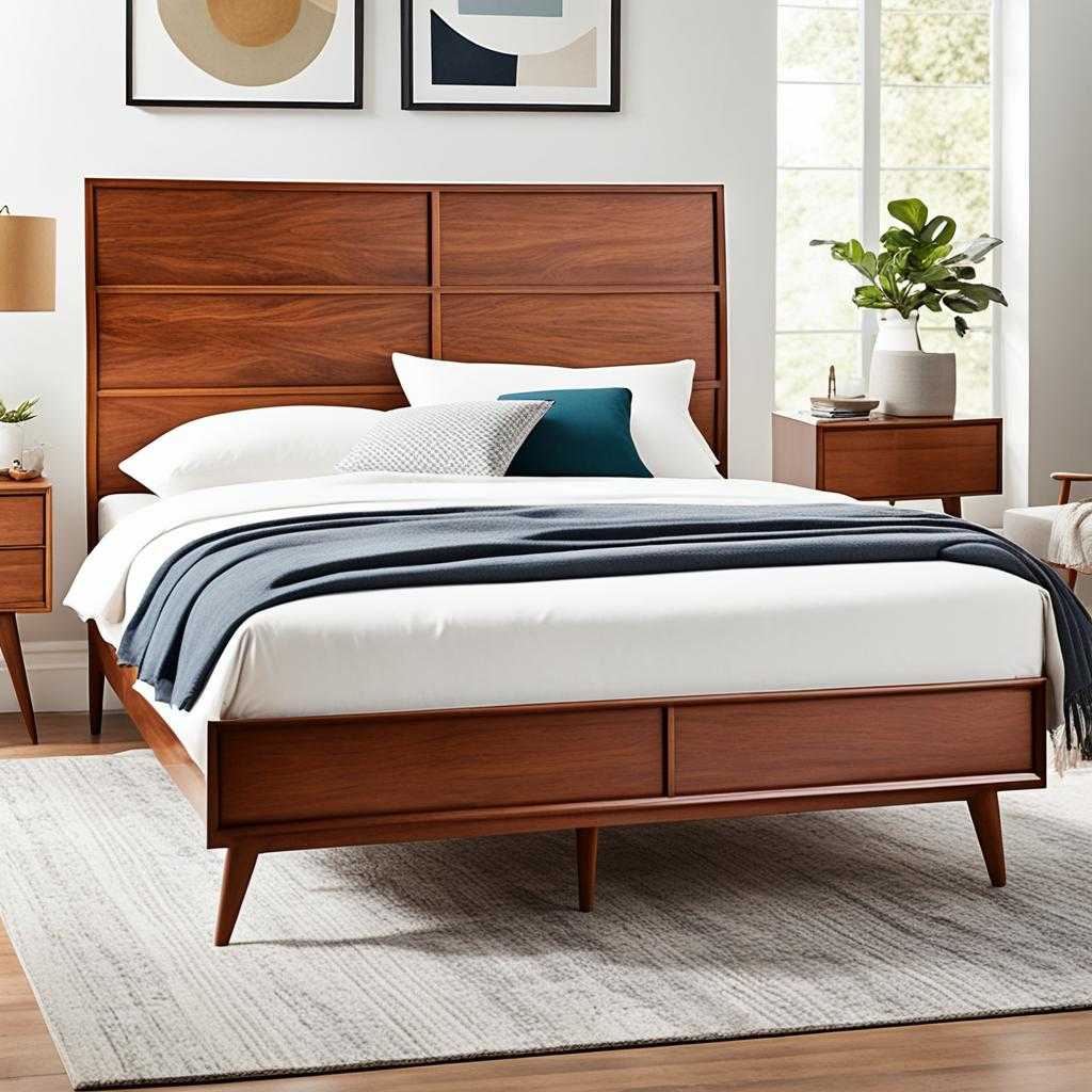 mid century modern bed frame finishes