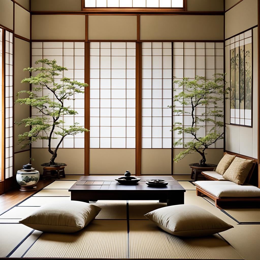 tatami mats and shoji screens in a Japanese living room tatami mats and shoji screens in a Japanese living room