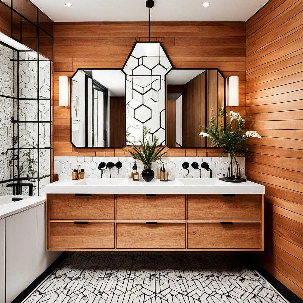 wood paneling midcentury modern bathrooms