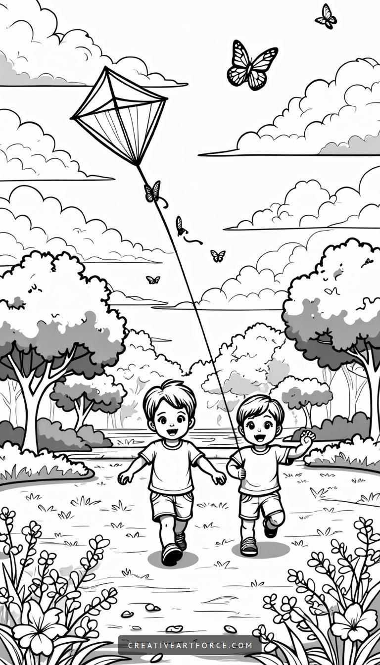 Cute Printable Coloring Pages of Spring Fun for Kids