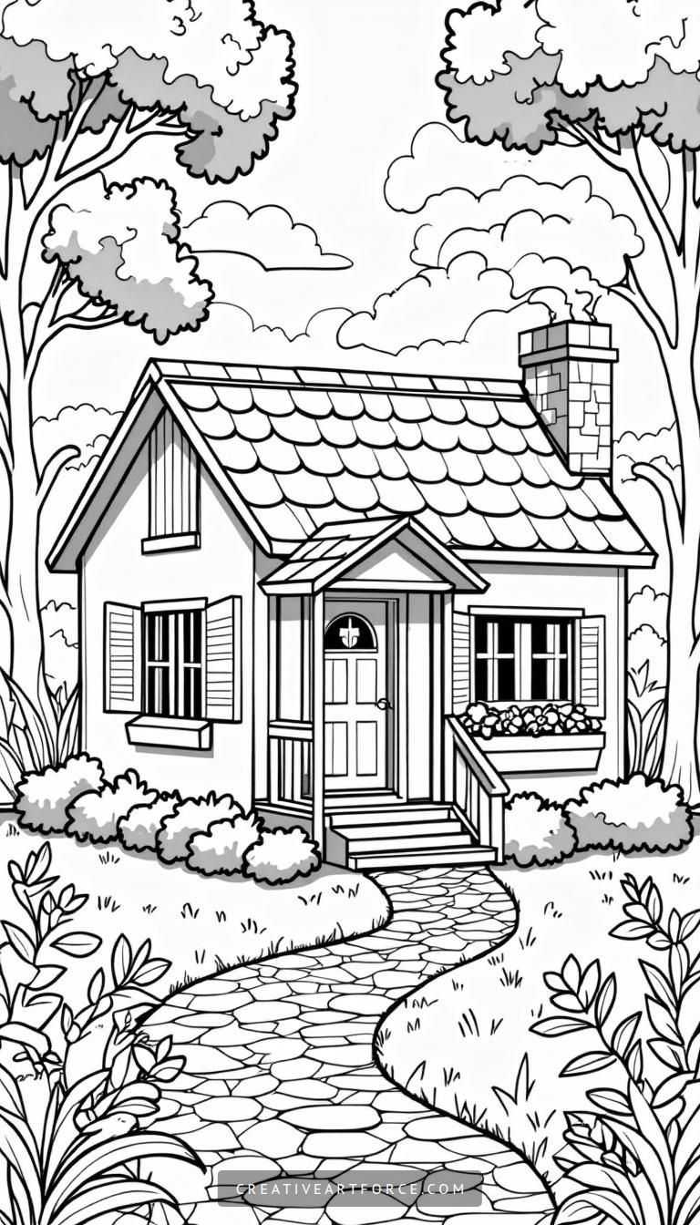 Cozy Cottage Coloring Page