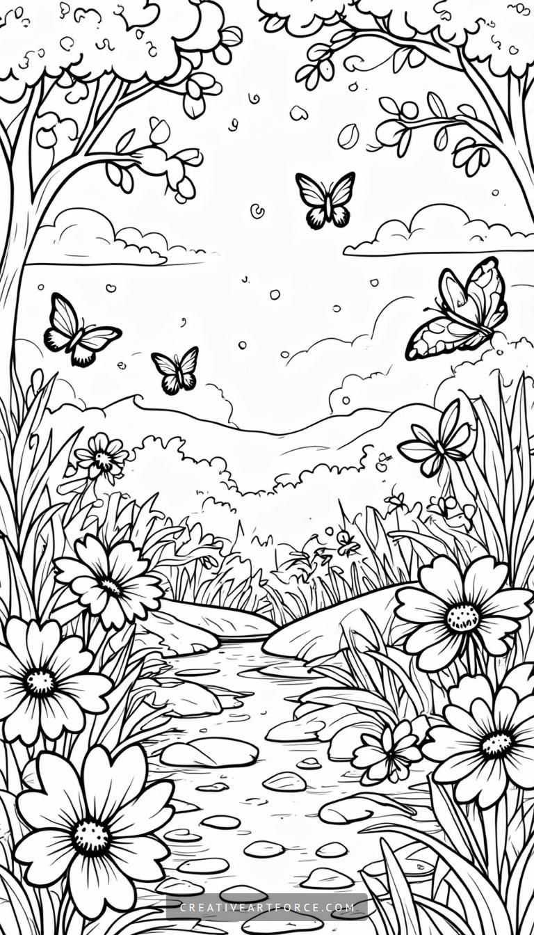 A Fun Spring Coloring Page Spring Coloring Pages for Kids