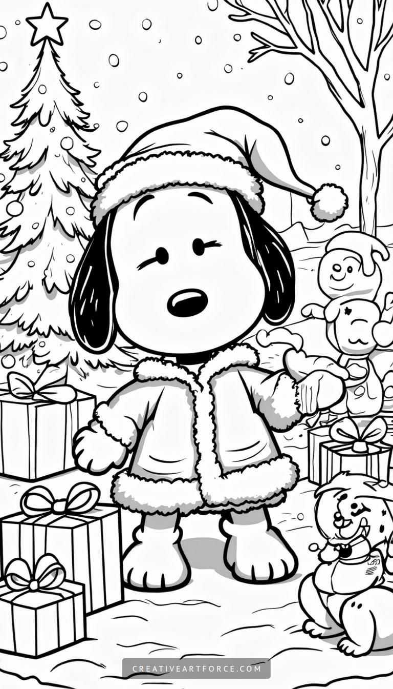 Snoopy Santa Coloring Page Snoopy Santa Coloring Page
