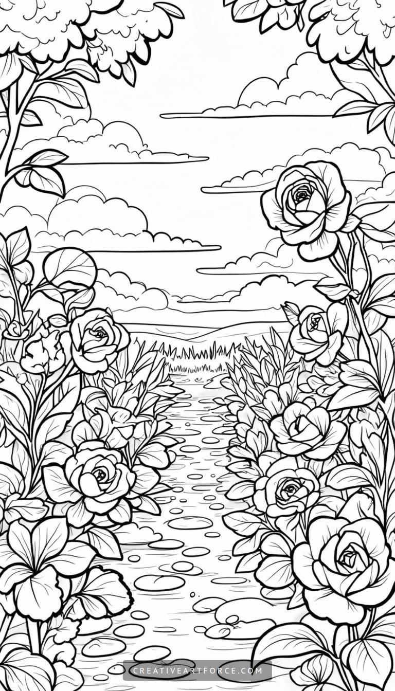 Rose Garden Coloring Page