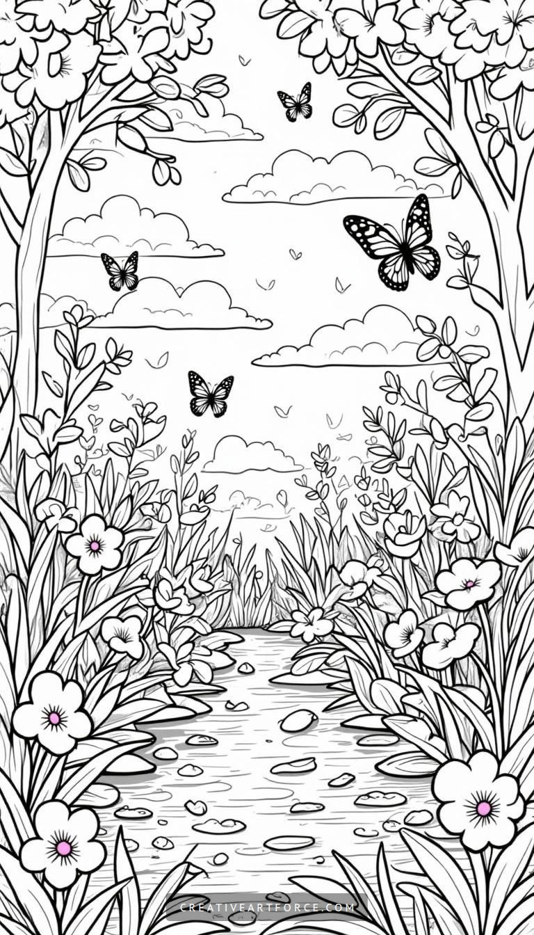 Whimsical Garden Coloring Page Whimsical Garden Coloring Page