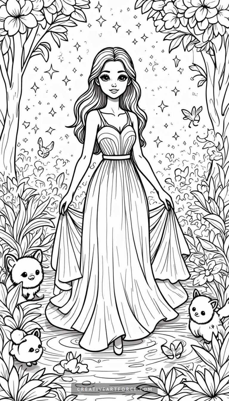 Magical Fairy Tale Scene Coloring Page