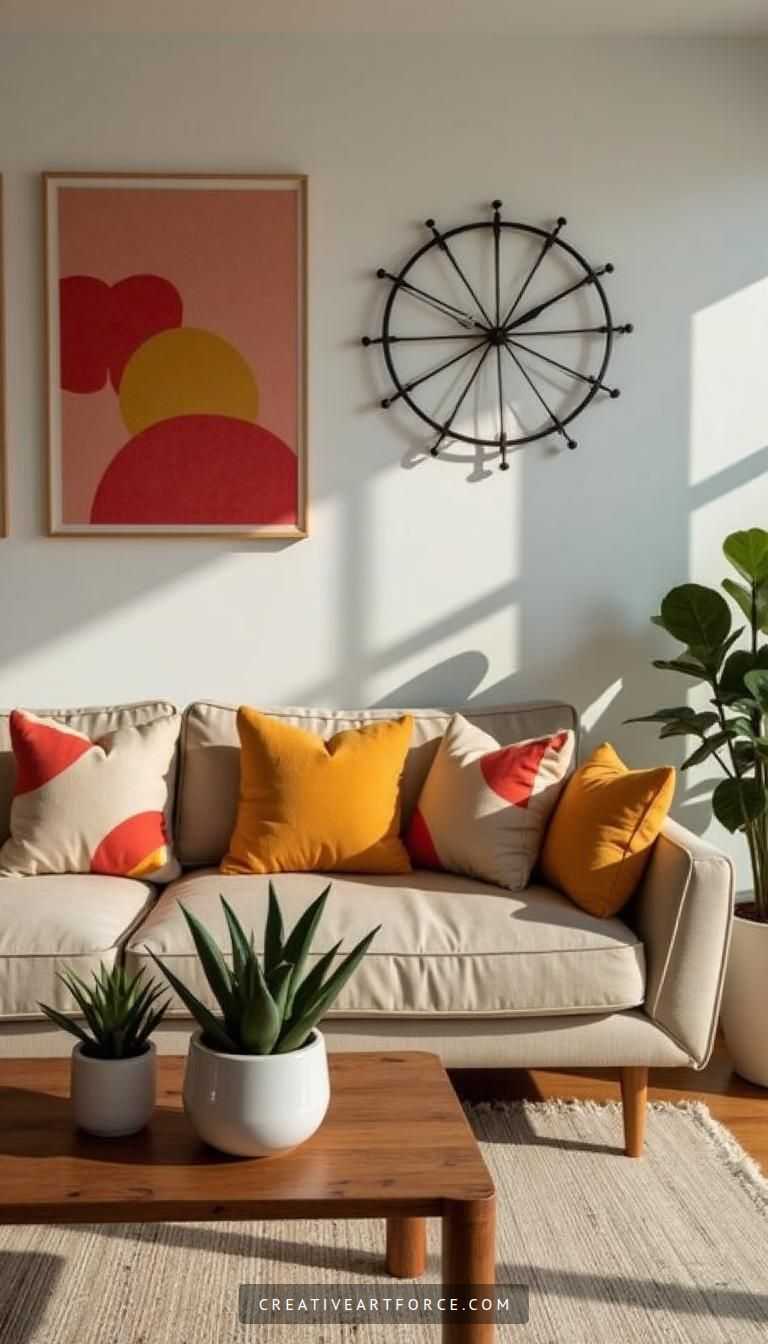 Stylish Living Room with Geometric Patterns