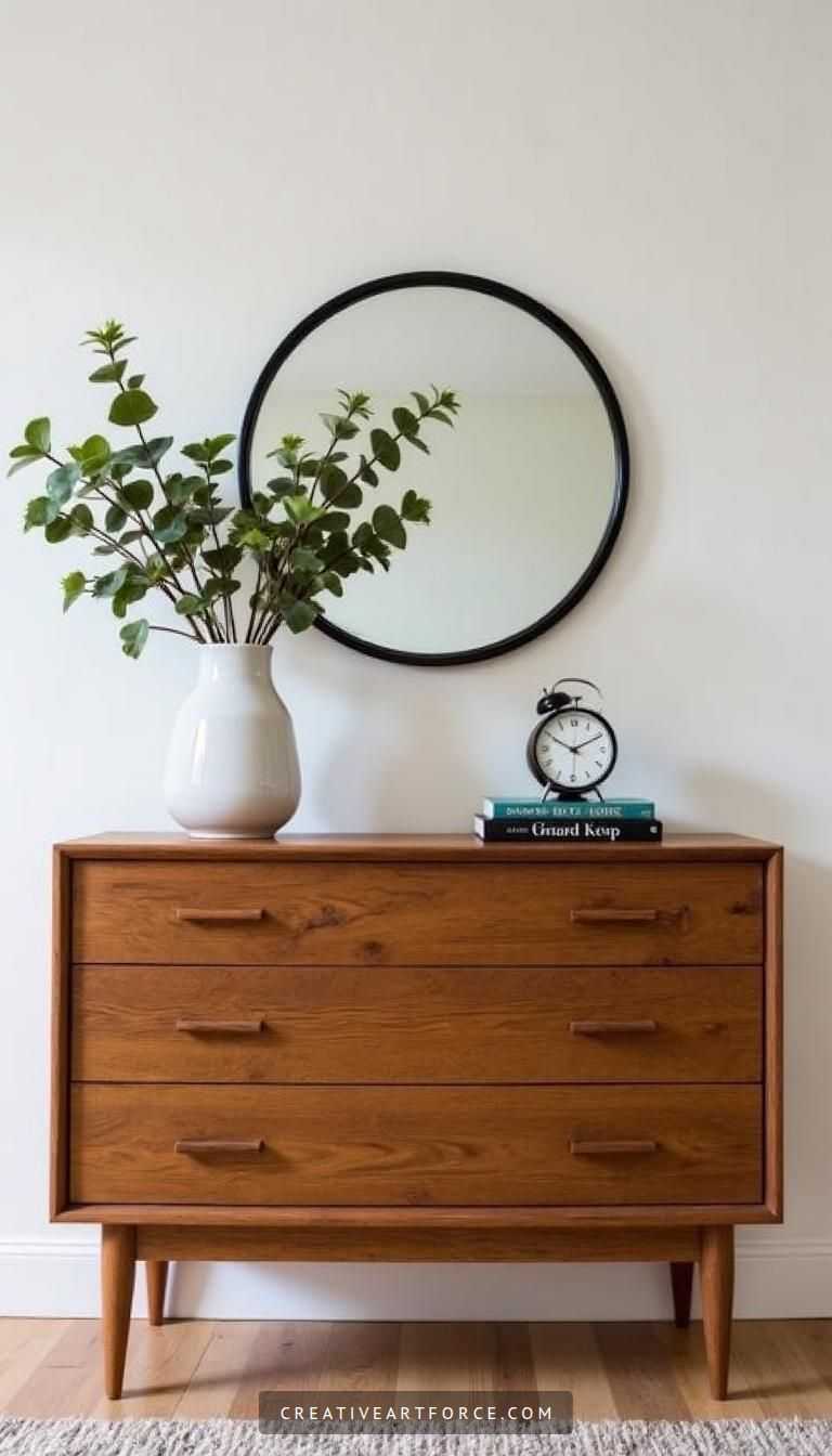 Stylish decor ideas for a mid-century modern dresser