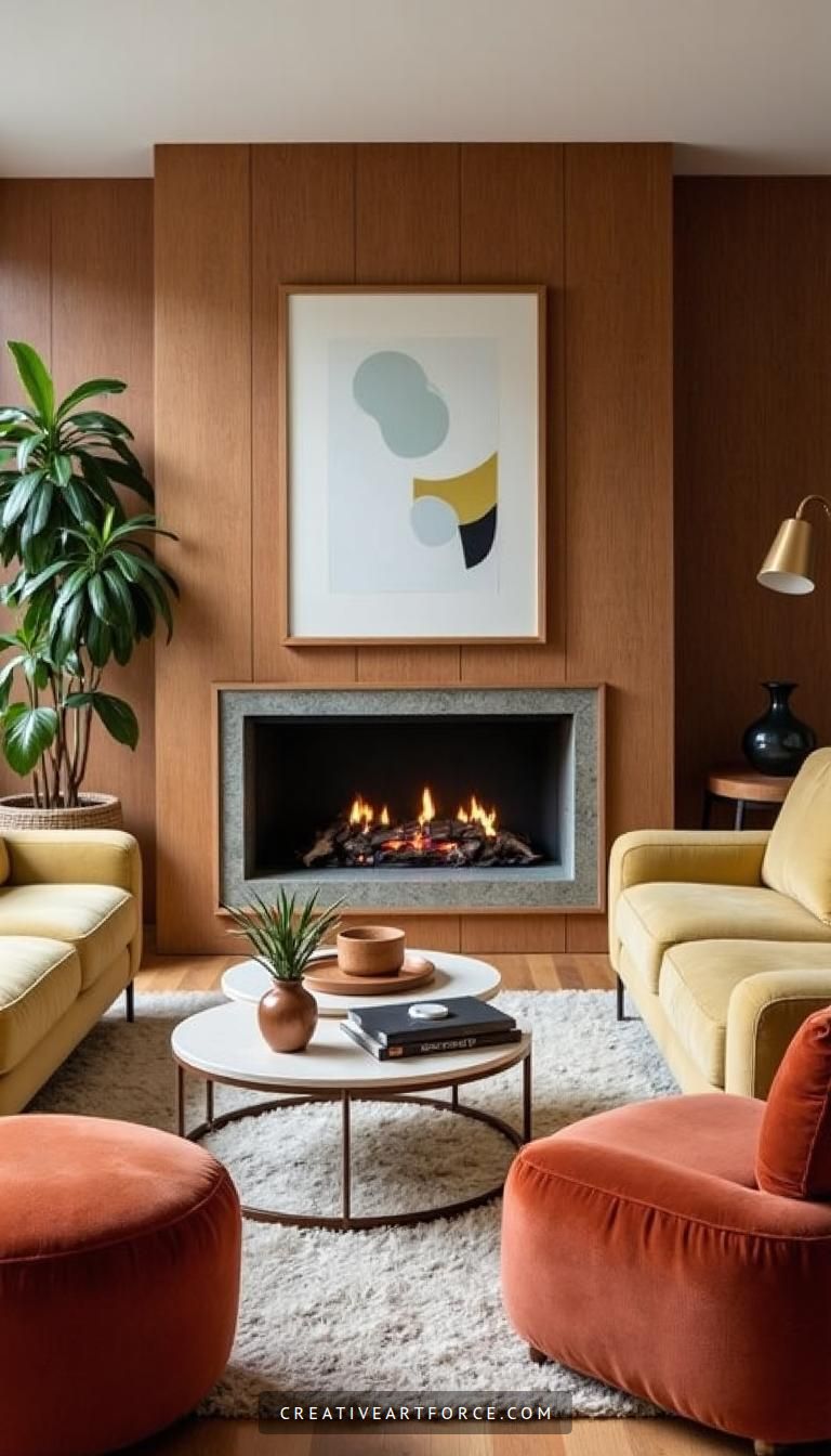 Cozy Mid-Century Haven with Bold Accents
