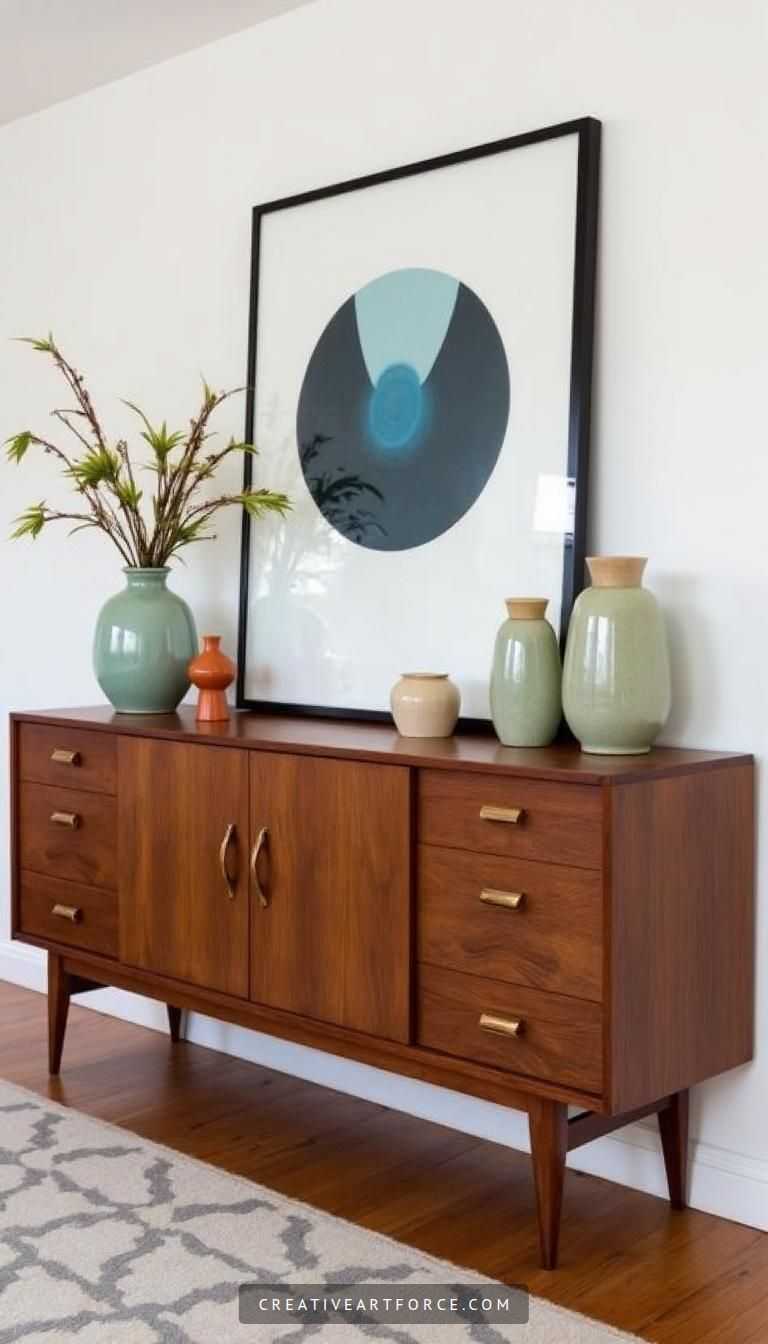 Accessorized Mid Century Modern Sideboard