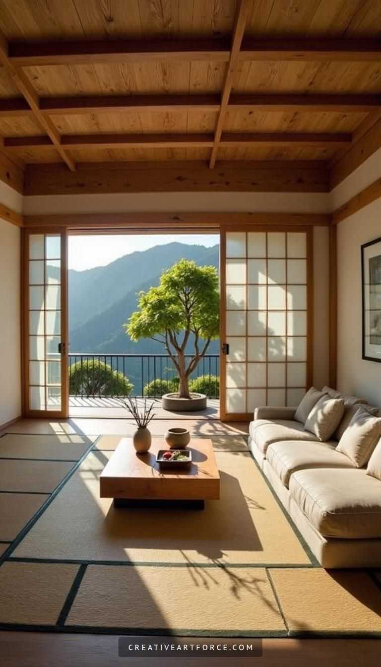 Japanese Living Room with Shoji Doors