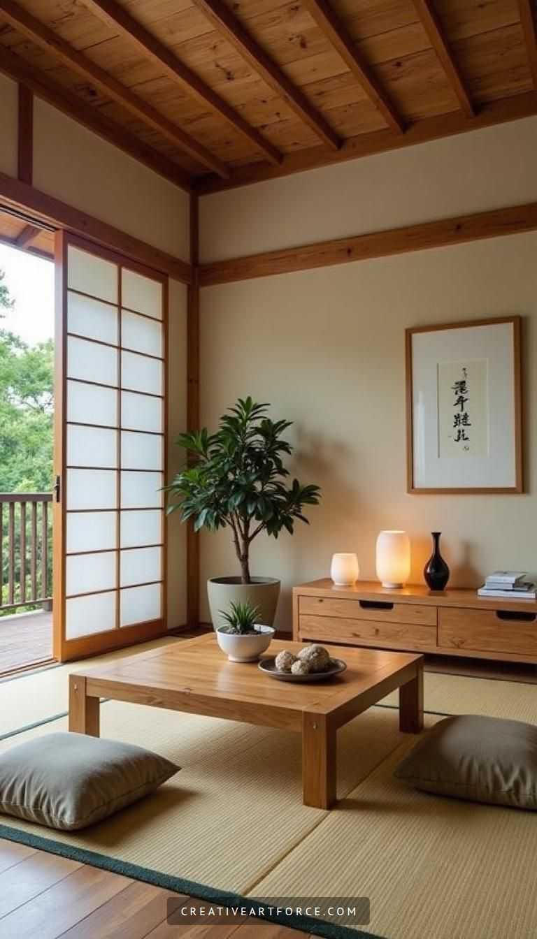 Tranquil Asian Oasis with Tatami Mats
