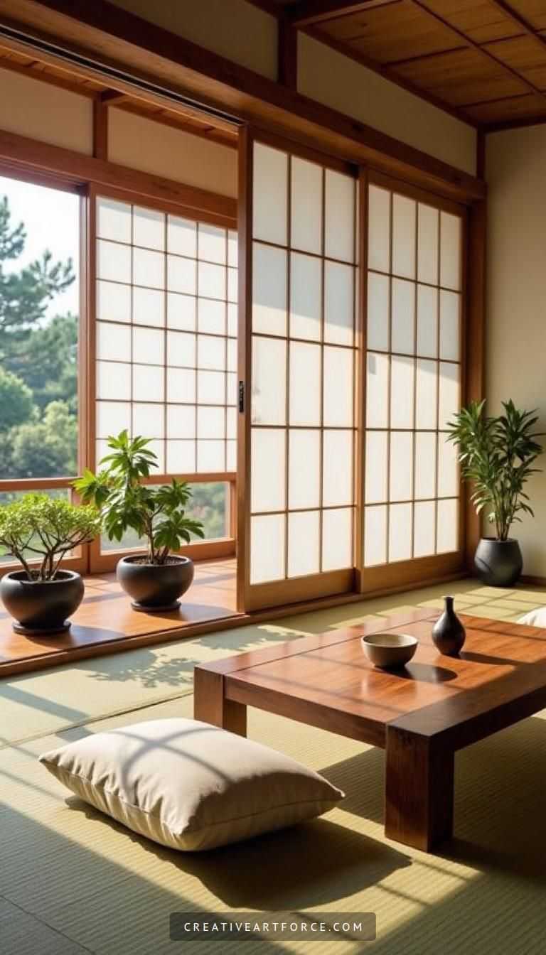Tranquil Japanese Living Room Oasis