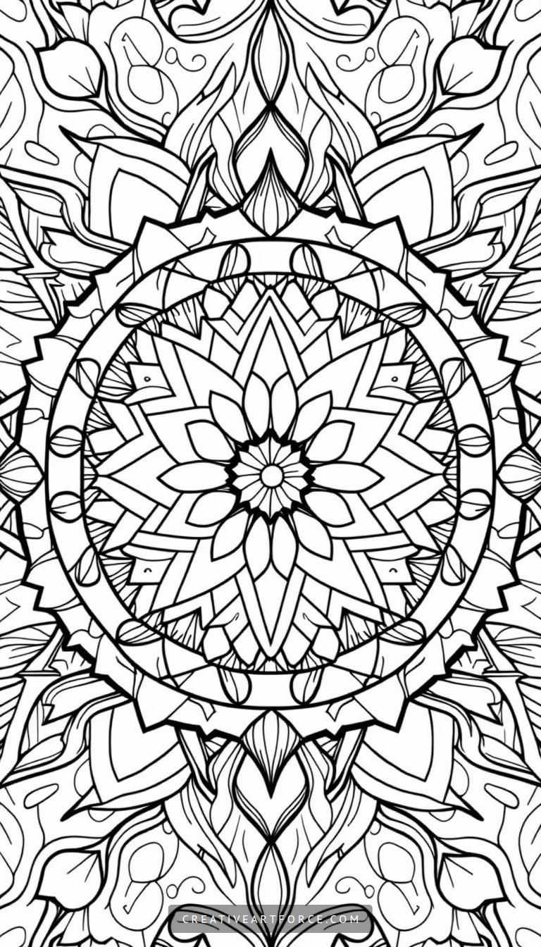 Calming Mandala Coloring Book Page
