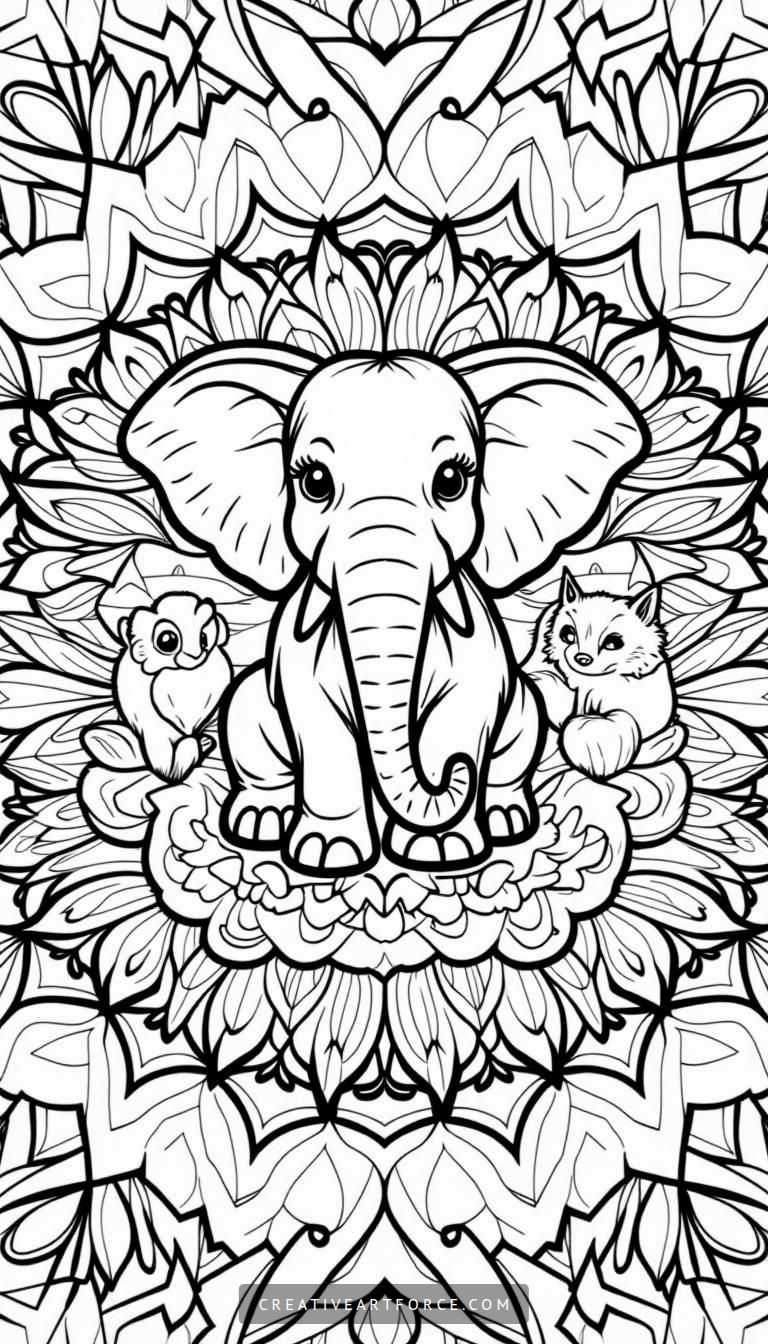Animal Mandala Coloring Page