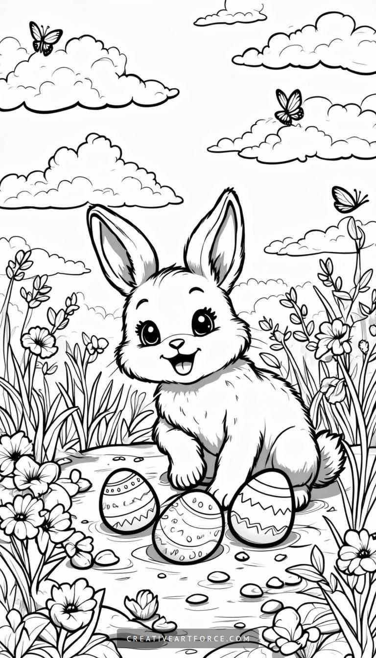 Coloring Book Easter Scene Easter Coloring Scene