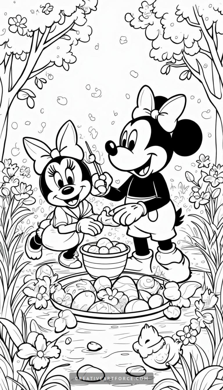 Disney characters celebrating Easter