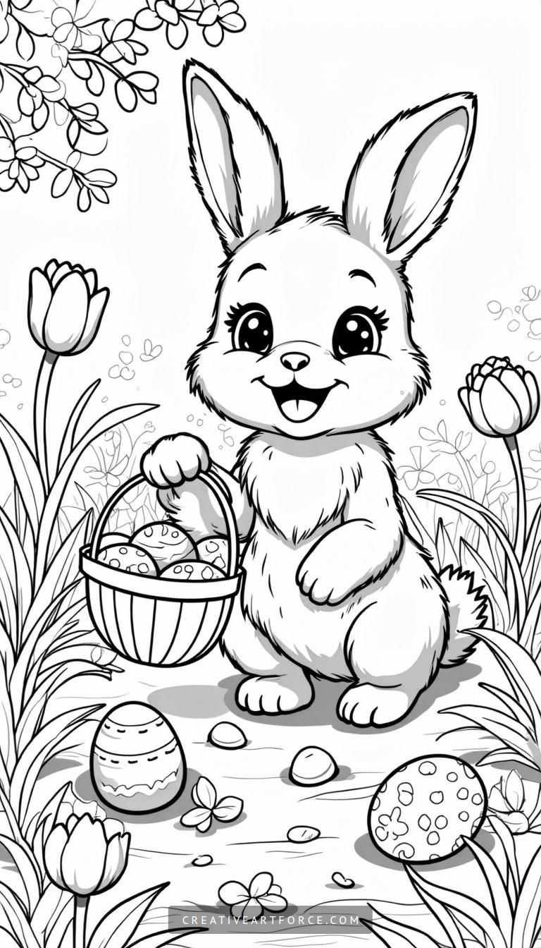 Easter Coloring Page Scene