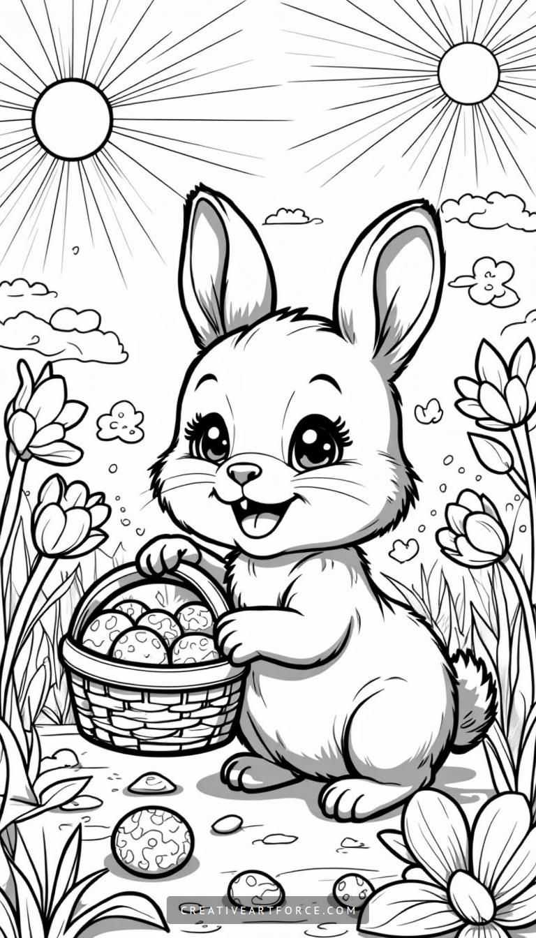 Cheerful Bunny Coloring Page