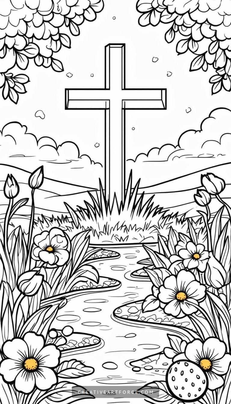 Celebrate Easter with Art Easter Coloring Scene