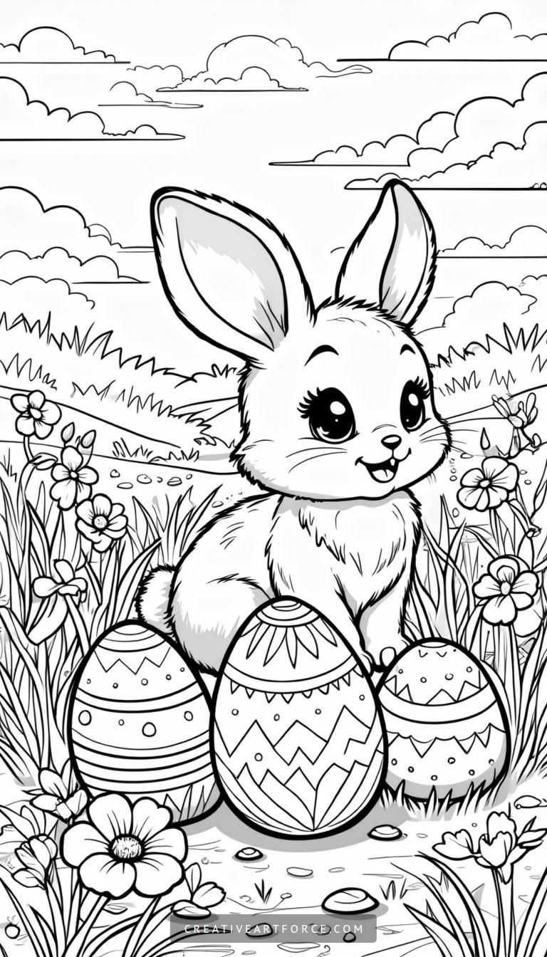 Easter Scene Coloring Page