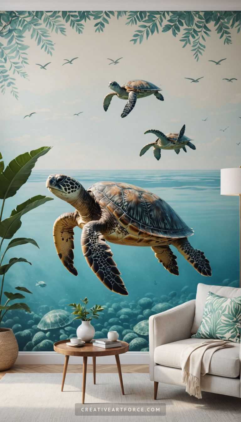 Vivid tropical landscape wallpaper for a child's enjoyment.