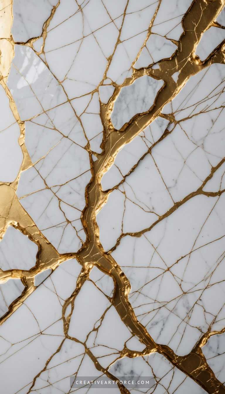 Intricate marble wave patterns showcasing a blend of gold and silvery-blue tones