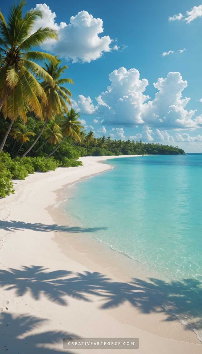 Reflection of the tropical sky on the calm water