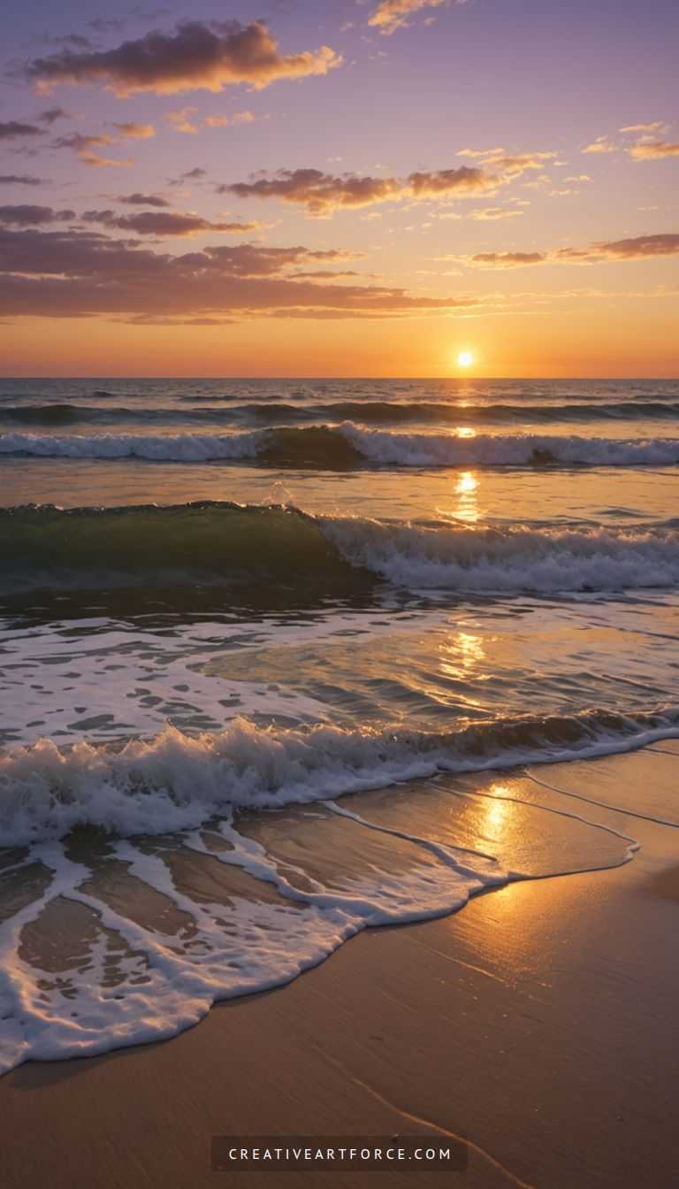 Tranquil ocean scene with mountain shadows and golden light