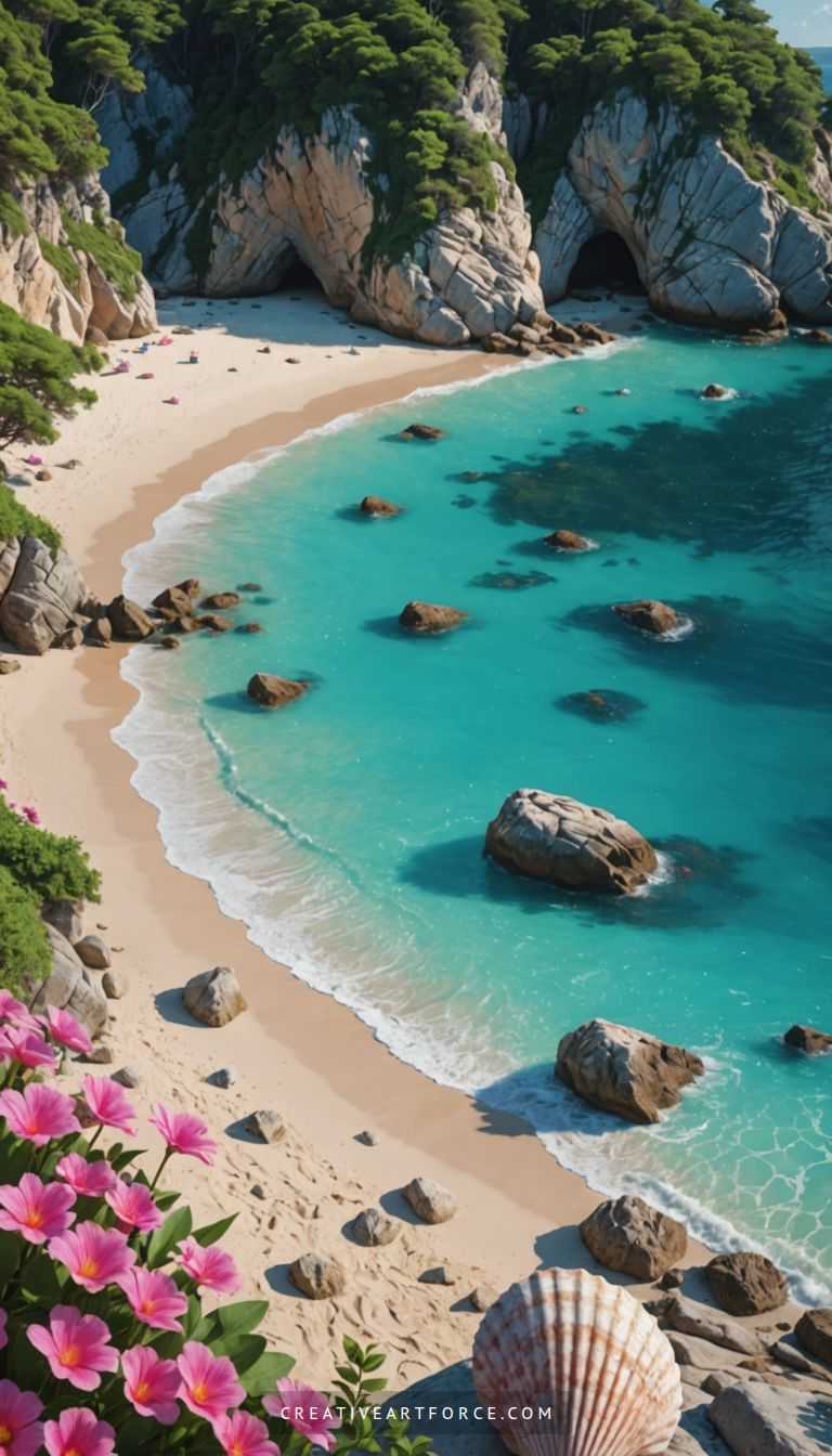 Sunrise over quiet ocean with dark mountain outlines and reflective water