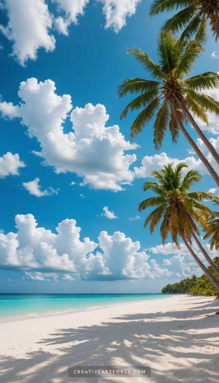 Stunning 4K tropical beach cove landscape with turquoise water