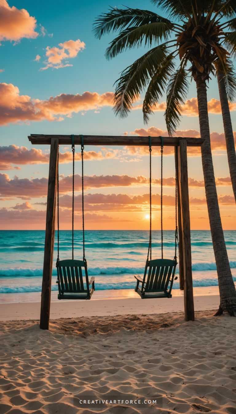 Invitation to explore a tropical beach cove with turquoise water and green cliffs